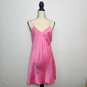 hot Barbie bubblegum pink 100% silk slip mini dress